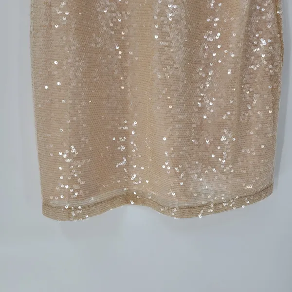 A New Day Womens Sequin Dress Medium Cream Sleeveless V Neck Mini‎ Holiday Party - Image 8