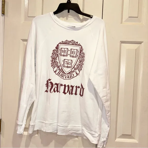 Original Retro Brand Free People‎ Oversized Harvard Sweatshirt Cream size XS - Image 2