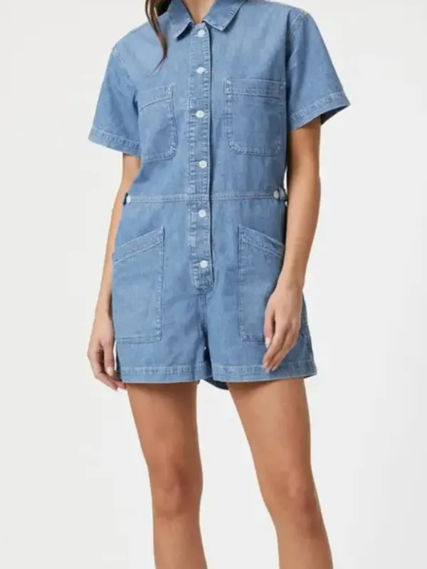 NWT MAVI Noreen Denim Romper Short Romper | Mid Vintage Light Denim - Image 2