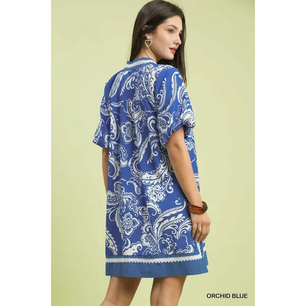 Umgee Jacquard Two Tone‎ Mini Dress - Orchid blue - Large - Image 3