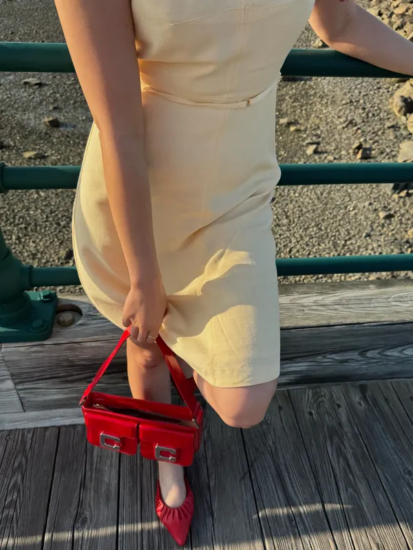 Bitter yellow linen dress - Image 2