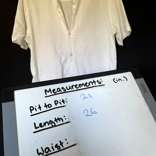 GAP linen cotton standard fit white short‎ sleeved button down shirt women's S - Image 4