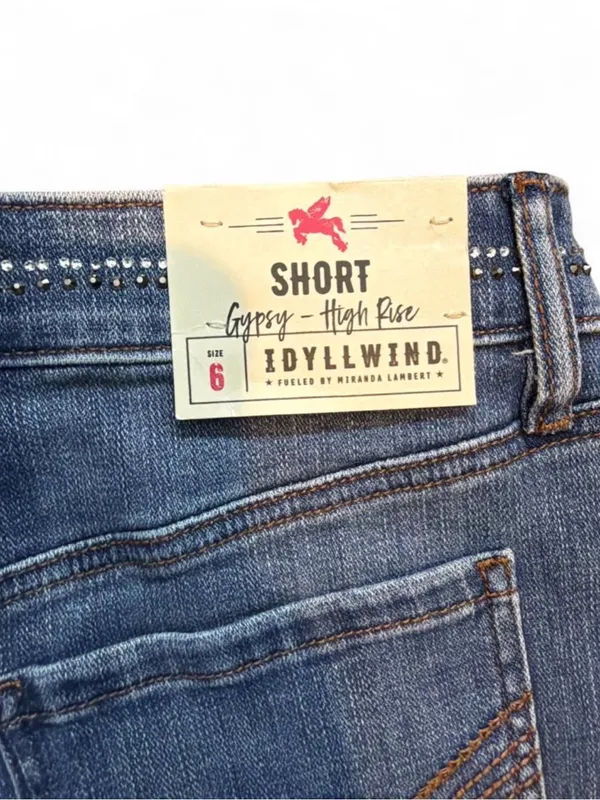 NWT Idyllwind Rhinestone High Rise Western Denim Shorts Size 6 - Image 6