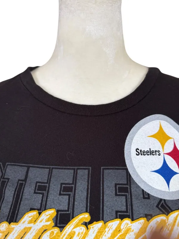 NFL Team Apparel women's Steelers football black long sleeve crewneck t-shirt M - Image 5