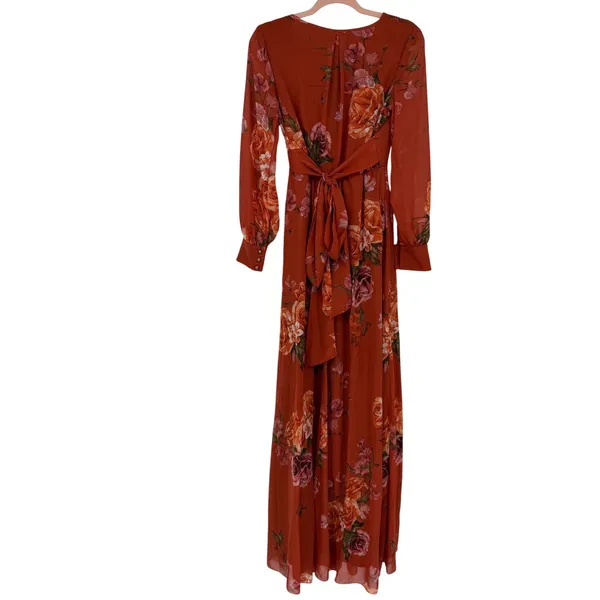 Baltic Born Lydia Rust Floral Maxi Dress Small NWT Long Sleeve Wedding Guest - Image 2