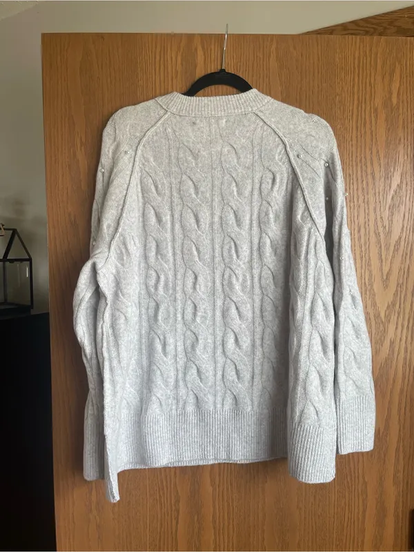 Aerie Cable Knit Pearl Detail Sweater - Image 2