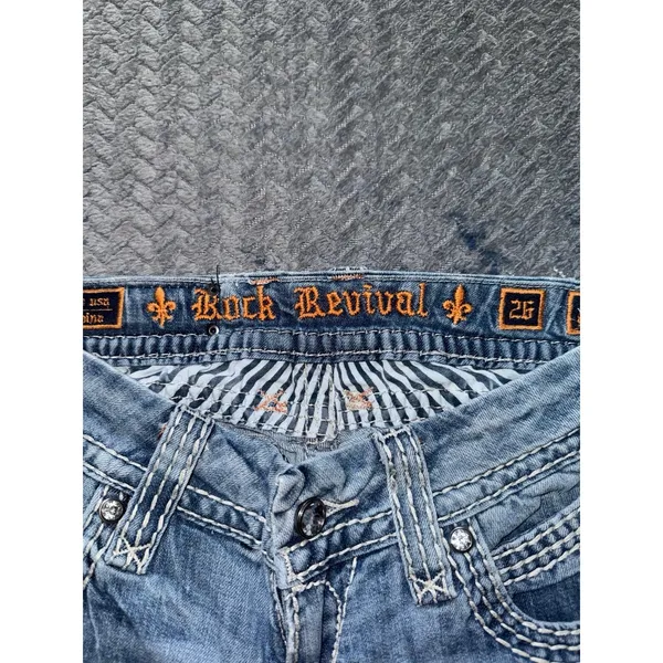 Rock Revival Jeans‎ Womens Blue Scarlett Easy Crop Wash Denim Size 26 - Image 3