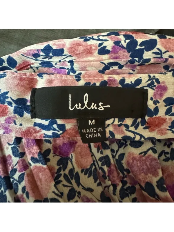 Lulus Express Yourself Blush Pink Floral Print Satin Babydoll mini Dress medium - Image 8