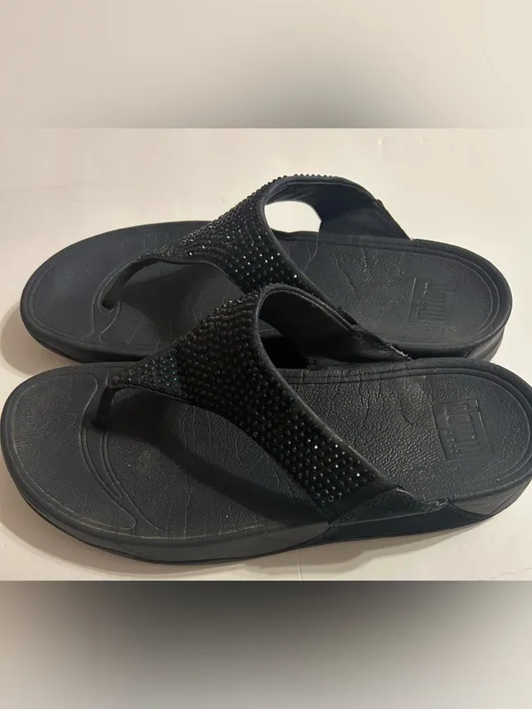 FitFlop navy Rhinestone T-Strap Women's Sandals - Image 4