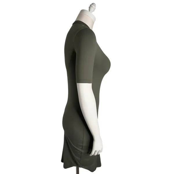 Say What? Womens Olive Green Mock Neck Short Sleeve Bodycon Dress Size S - Image 4