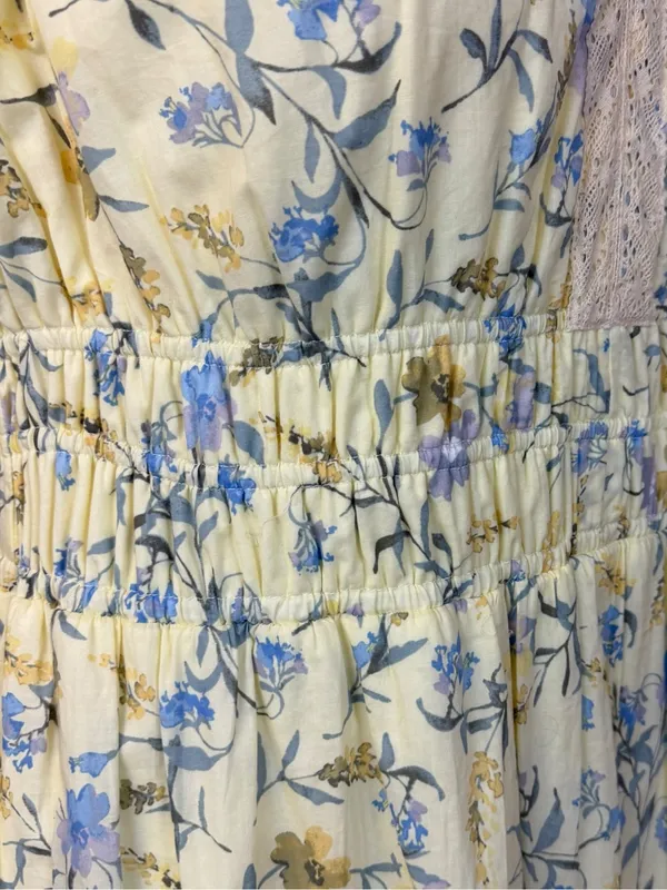 Taylor Maxi Dress 16W Yellow Floral Cotton Lace Smocked Waist NWT Cottagecore - Image 14