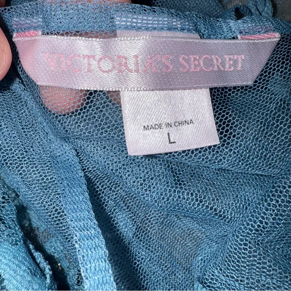 Victoria's Secret Sleeveless Blue‎ Mesh Lace Lingerie Chemise Sz L - Image 5