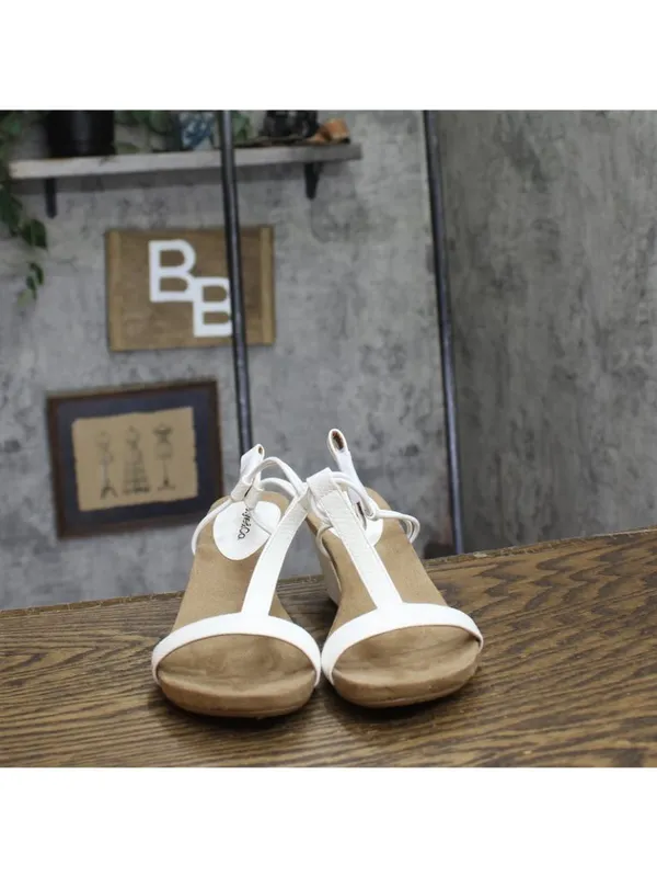 NWT Style & Co. Mulan Wedge Slip On Open Toe Textured Elastic Sandals White 6.5M - Image 9