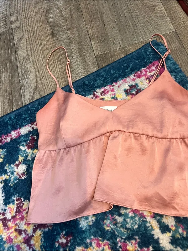 Wilfred Rust Pink Satin Peplum Cami Top - Image 5