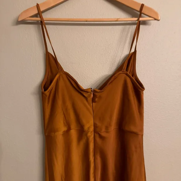 TAYLOR Satin‎ Midi Slip Dress Brown Size undefined - Image 5