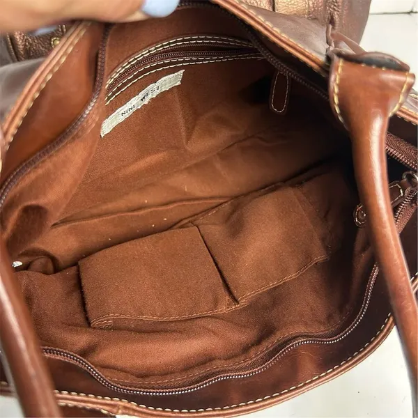 Nine West Women's‎ Brown Leather Shoulder Bag with Zip Closure - Image 8