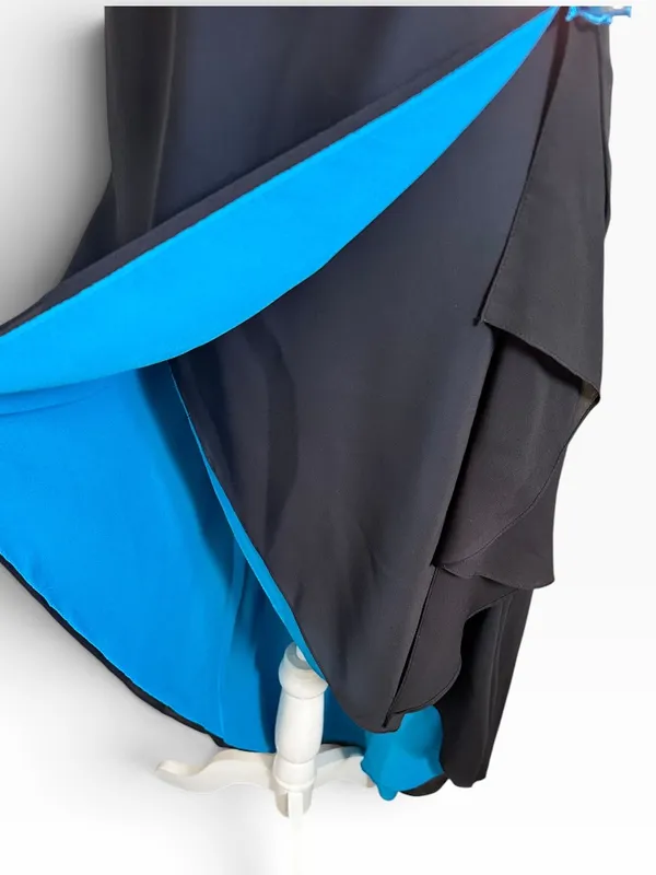 Vintage Zum Zum By Niki Livas Black & Blue High-Low Slip Dress - Image 7