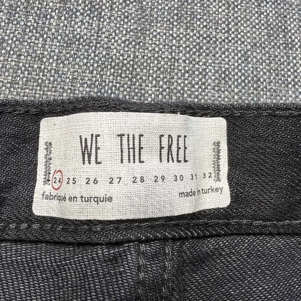 WE THE FREE Black‎ Distressed Denim Jeans 24 Mid Rise Button Fly Straight Leg - Image 6