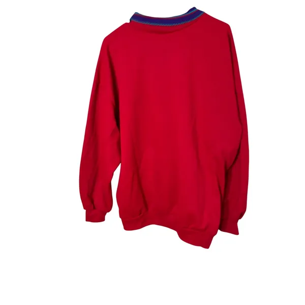 Vintage Nucleus Red Patterned Knit‎ Collar Pullover Sweater Retro 90s Top 2X - Image 9