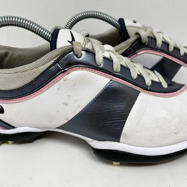 Nike White Pink Silver Leather Golf Shoes Womens Size 6 *READ* - Image 7