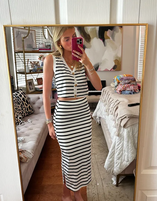 Black and white striped skirt set Multiple - Image 2