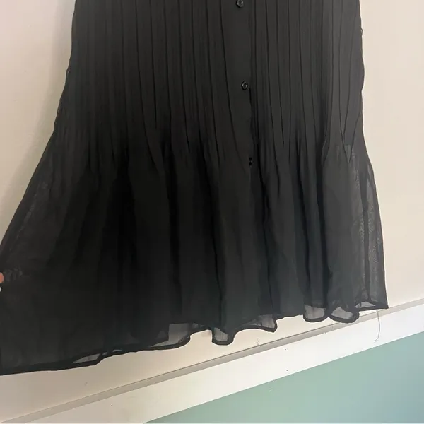 NWT pleated sleeveless shirt dress collared button down black size small - Image 6