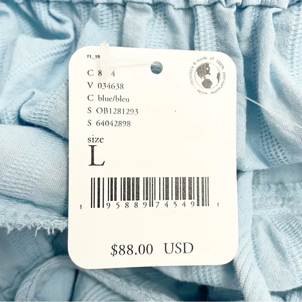 NWT Free People Endless Summer Puff Sleeve Open Back Mini Dress Blue Size Large - Image 11