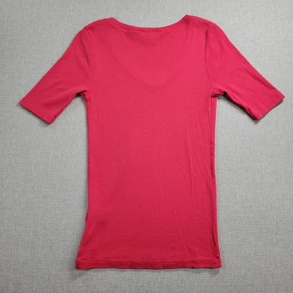 Ralph Lauren Sport Womens T-shirt Size M Hot Pink V-neck Short Sleeve Cotton Tee - Image 4