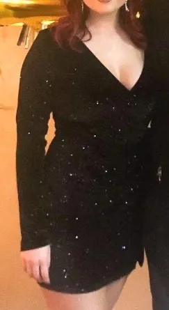 Trixxi Long Sleeve Glitter Wrap Dress - Image 2
