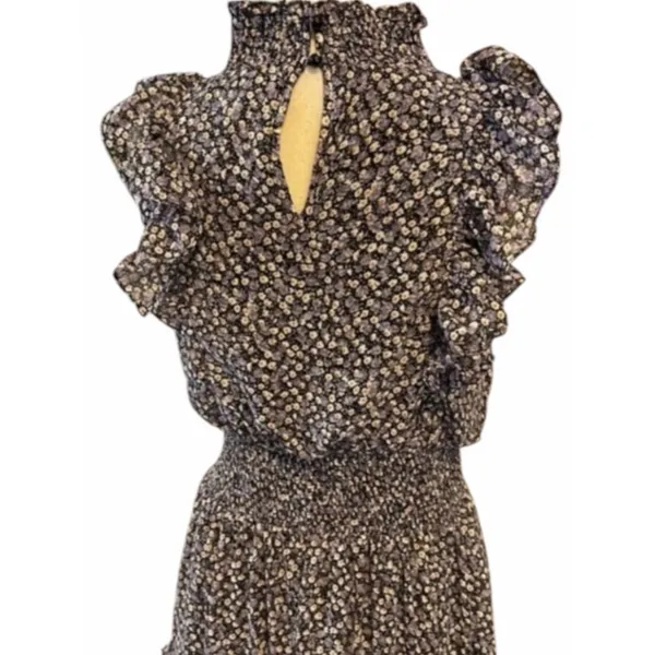 NWT Lulus Women’s Evalina Black Floral Print Mock Neck Midi Dress Size Small - Image 12