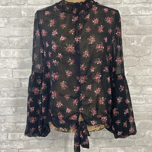 Maurices metallic floral front tie blouse - Image 2