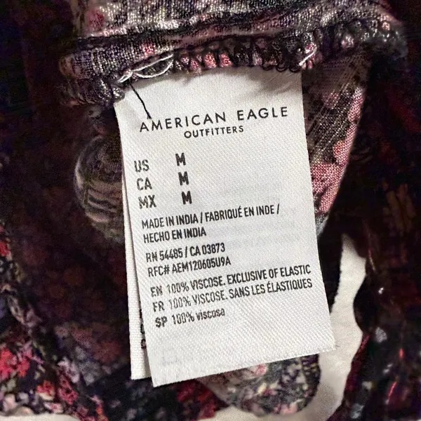 American Eagle M Floral Wrap Crop Top Patchwork Print Balloon Sleeve Cottagecore - Image 10