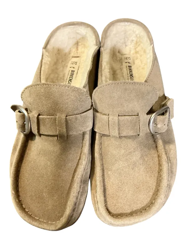 Birkenstock Buckley Shearling Clog Mule Taupe Suede Size 37 EU US 6-6.5 Narrow - Image 2