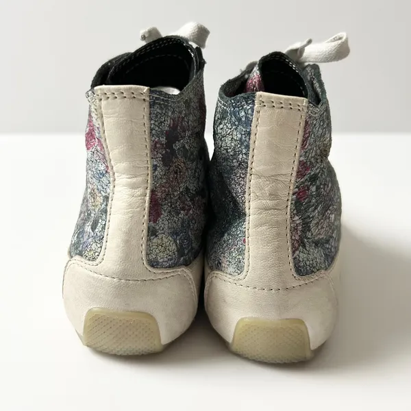 Candice Cooper High Top Leather Floral Printed Sneakers Cream Size 37 EU 6.5 US - Image 5