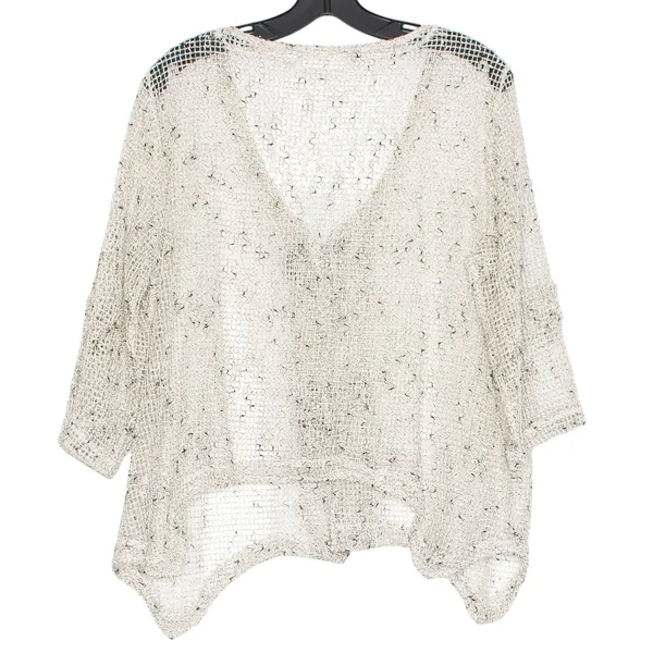 Boho Open Knit Cardigan XL Oversized Fishnet Beachy Coastal Lightweight Resort - Image 3