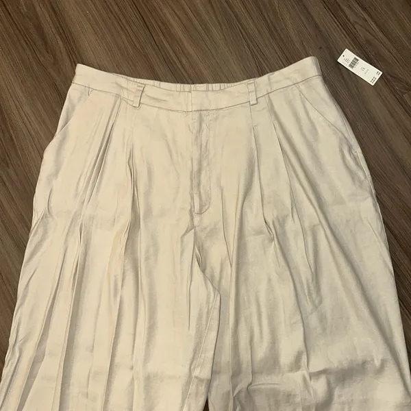 Maeve Anthropologie Pleated Wide Leg Pants Linen Blend‎ Size 1X - Image 2