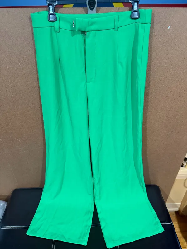 Shein Wide-Leg Pants High-Waisted green L8/10 - Image 6
