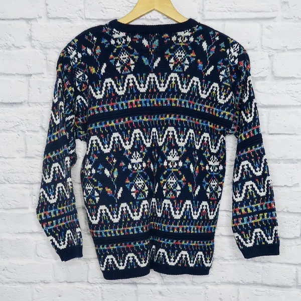 Vintage 70s Bramble Lane Rainbow Geometric Sweater - Image 3