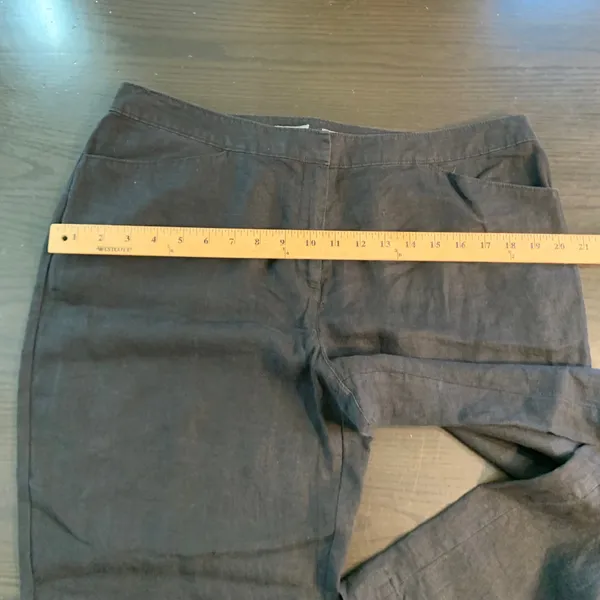 J. Jill Black 100% Linen Wide Leg Pants Genuine Fit At Waist Size 14 Lagenlook - Image 9