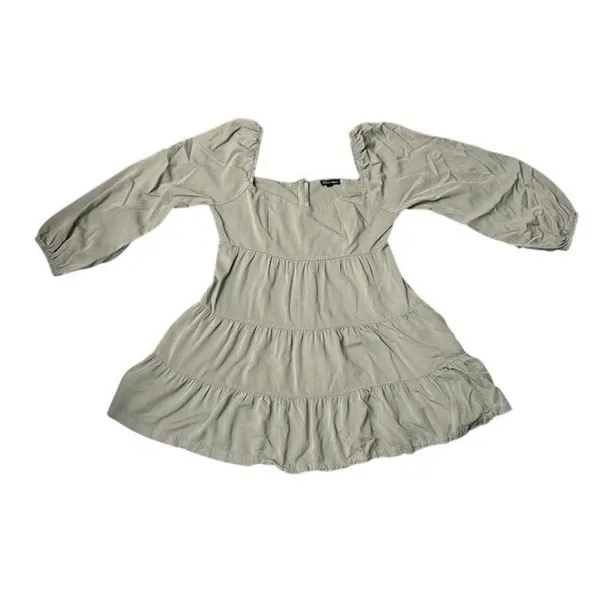 Shinestar Sage Green Tiered Babydoll Dress‎ Peasant Cottagecore Earthy Neutral - Image 2