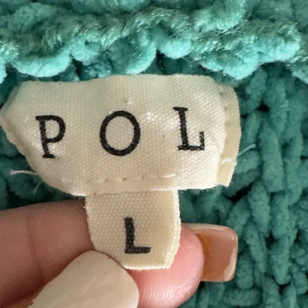 3281 | POL YST410 Chenille Cable Knit Hoodie Sweater Turquoise Boho Women L - Image 7