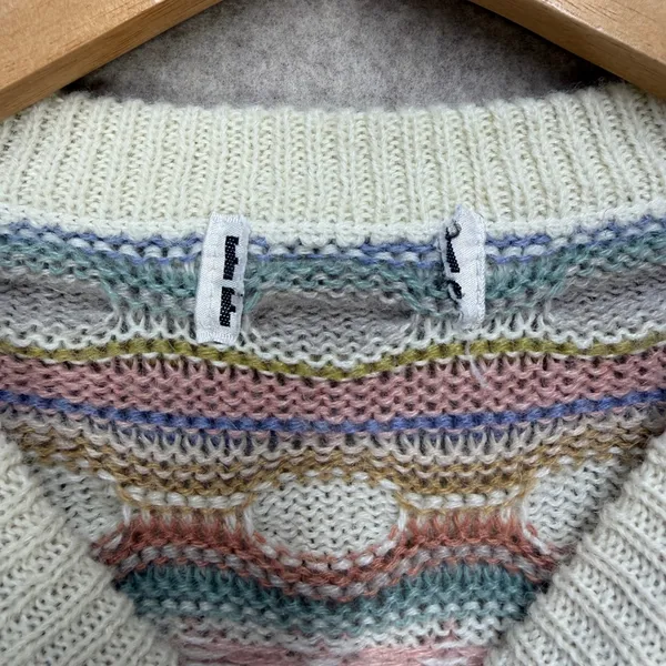 Vintage Fair Isle Sweater Womens XL Cream Nordic Grandpacore Cabin Cottagecore - Image 4