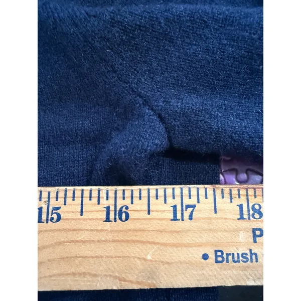 Bloomingdale's Women‎ Navy Blue 100% Cashmere Short Sleeve Crewneck Sweater XL - Image 5