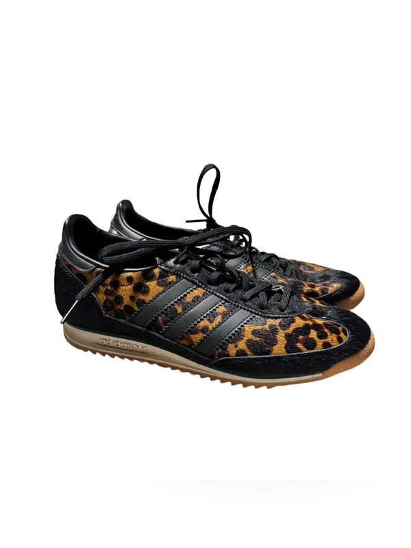 Adidas SL 72 OG Leopard Print Collegiate Green Women's 7 Fur Sneaker Low Top - Image 2