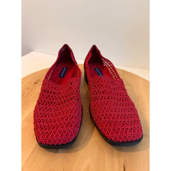 Karen Scott Vintage 90s Red Woven Stretchy Slip on Flats Shoe Size 7.5 - Image 3