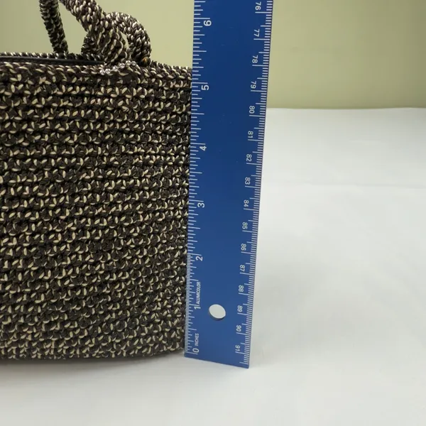 The SAK Brown Crochet Braided Small Satchel Bag Purse 5x8 Boho Key Tag - Image 8