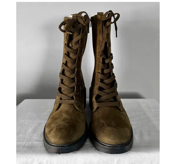Rouge Helium taupe green combat boots - Image 5