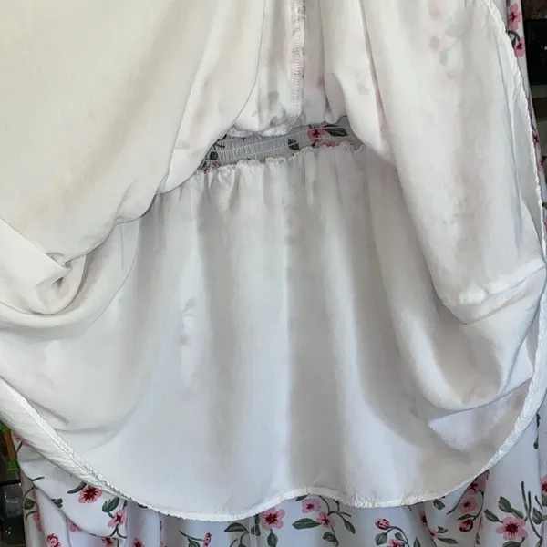 BEACH PARTY floral maxi dress smocked stretchy waist tassel strings size XXL - Image 8
