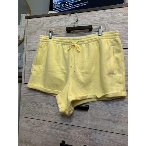 Victoria's Secret PINK Ivy Fleece Rolled Hem Shorts Yellow XL NWT - Image 2
