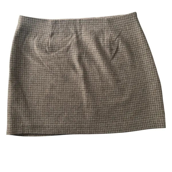 Plaid Mini Skirt A Line‎ Wool Blend Brown Blue Preppy Madewell Women 10 - Image 2